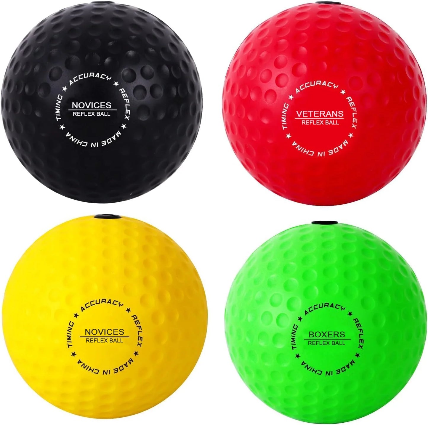 Professional Boxing Reflex Ball Training Set - Features 4 Varied Balls and 2 Adjustable Headbands for Enhanced Reflex, Timing, Accuracy, Focus, and Hand-Eye Coordination in Boxing, MMA, and Krav Maga