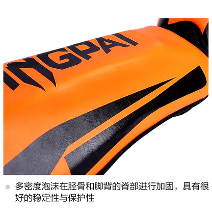 Professional Kickboxing and Martial Arts Shin Guard Pads for Muay Thai, Sanda, Wushu, and Taekwondo with Ankle Protection