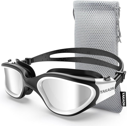 Professional Adult Swimming Goggles with UV Protection, Anti-Glare, Anti-Fog, and Anti-Leak Features, Silicone Strap, Clear/Polarized Lenses