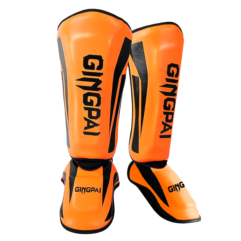 Professional Kickboxing and Martial Arts Shin Guard Pads for Muay Thai, Sanda, Wushu, and Taekwondo with Ankle Protection