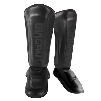 Professional Kickboxing and Martial Arts Shin Guard Pads for Muay Thai, Sanda, Wushu, and Taekwondo with Ankle Protection