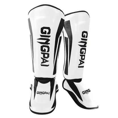 Professional Kickboxing and Martial Arts Shin Guard Pads for Muay Thai, Sanda, Wushu, and Taekwondo with Ankle Protection