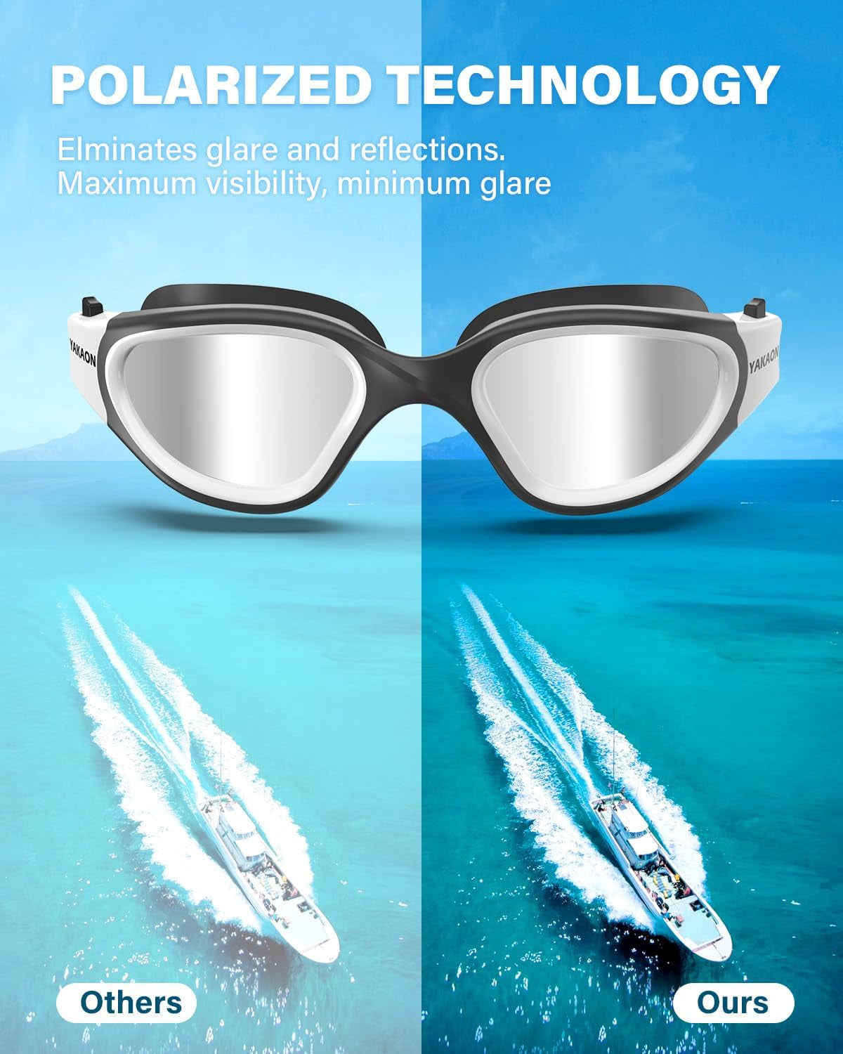 Professional Adult Swimming Goggles with UV Protection, Anti-Glare, Anti-Fog, and Anti-Leak Features, Silicone Strap, Clear/Polarized Lenses