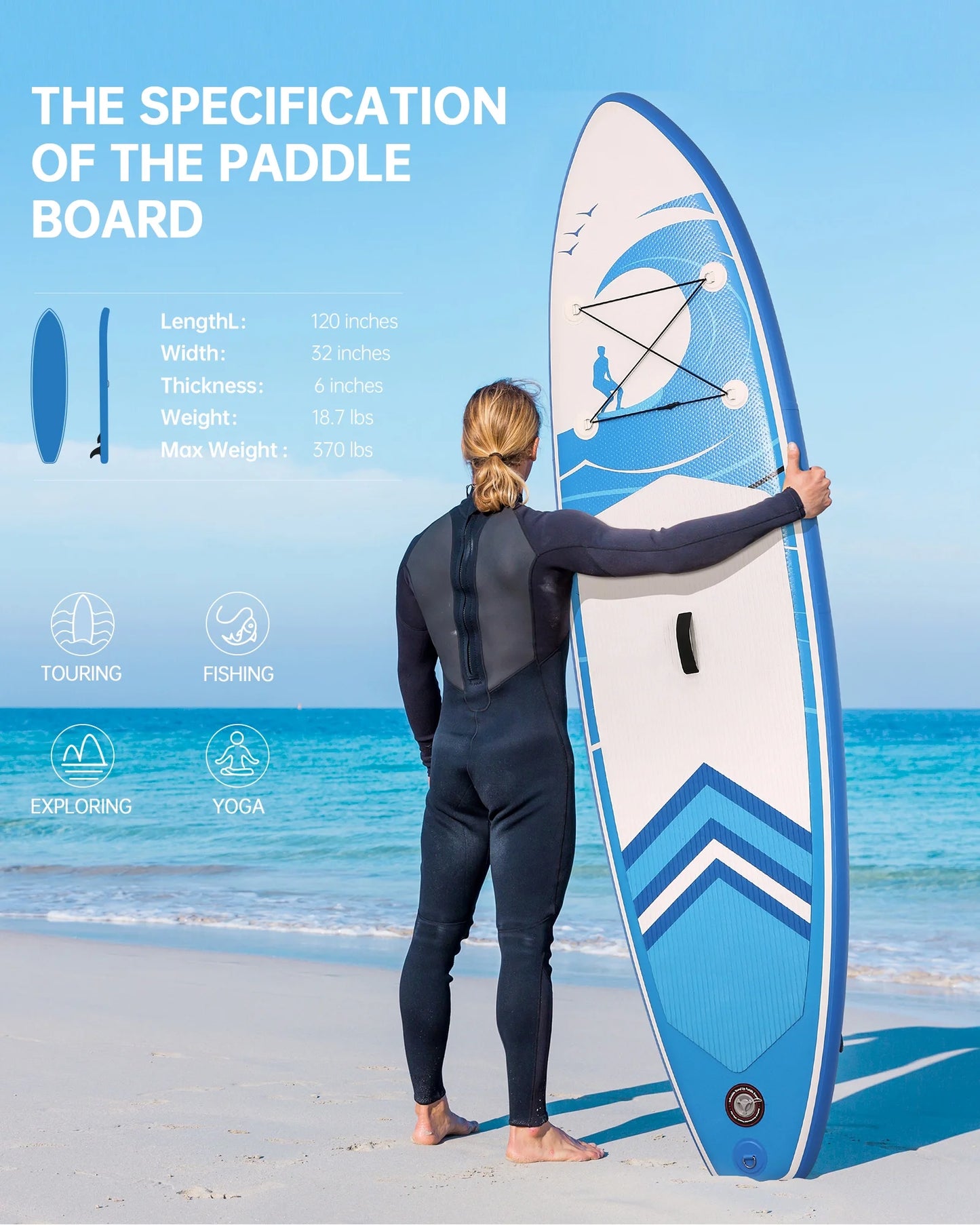 Premium Inflatable Stand-Up Paddle Board - 6-Inch Thickness with Accessories, Carry Bag, and Quick Pump for Adults and Youth