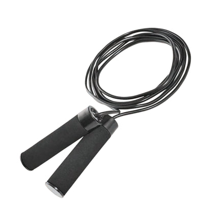 Adjustable Weighted Jump Rope with 9' Length Customization, Black