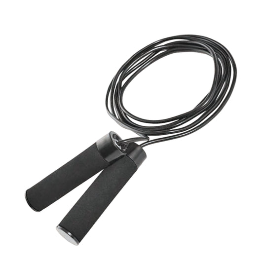 Adjustable Weighted Jump Rope with 9' Length Customization, Black