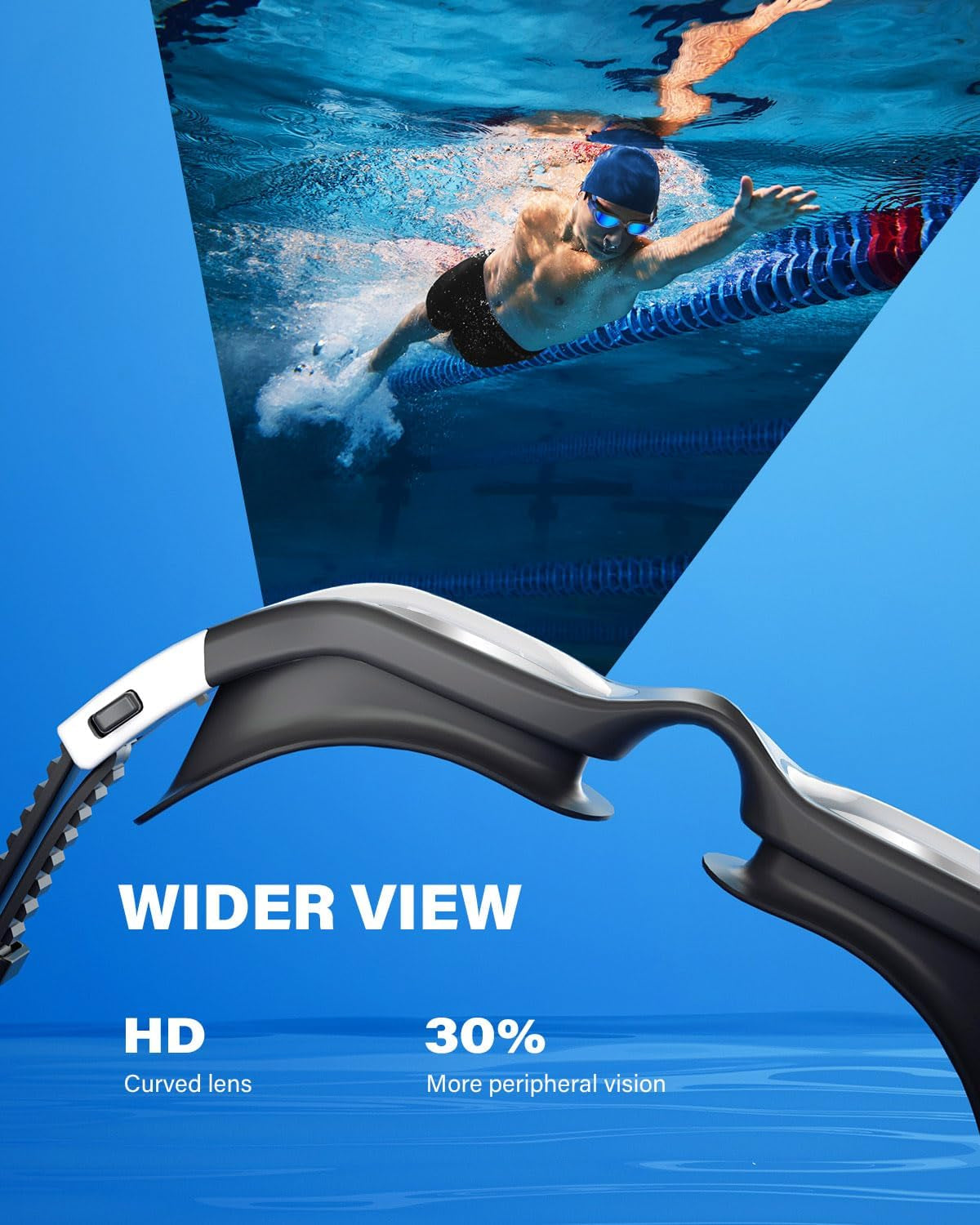 Professional Adult Swimming Goggles with UV Protection, Anti-Glare, Anti-Fog, and Anti-Leak Features, Silicone Strap, Clear/Polarized Lenses