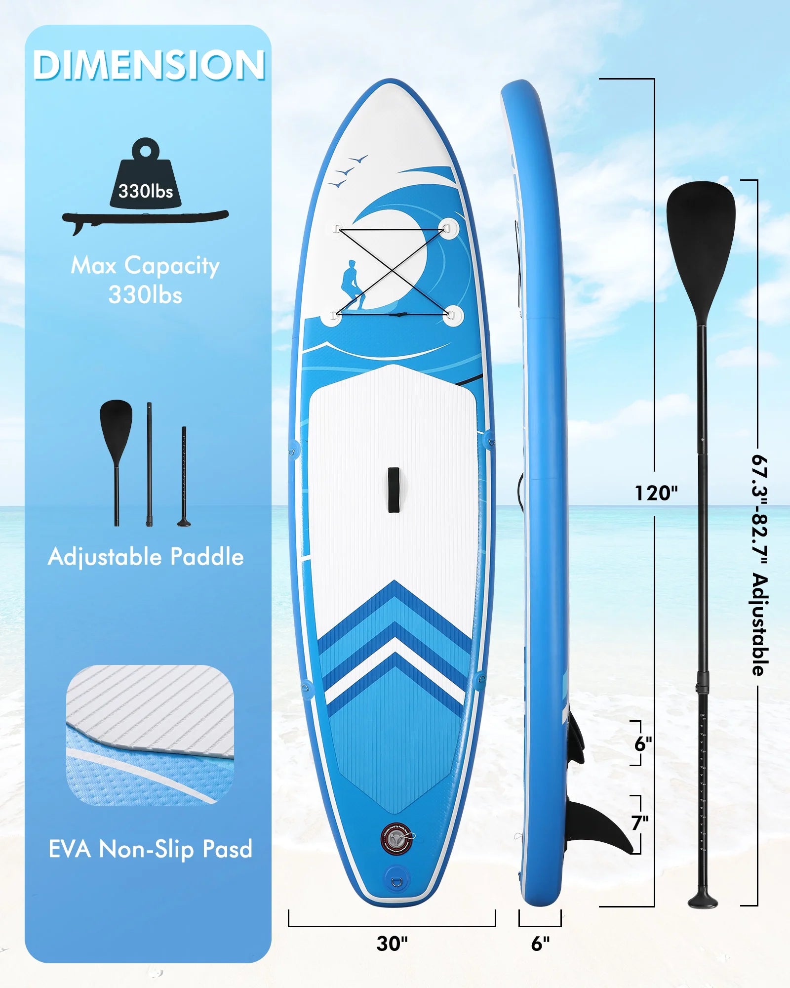 Premium Inflatable Stand-Up Paddle Board - 6-Inch Thickness with Accessories, Carry Bag, and Quick Pump for Adults and Youth
