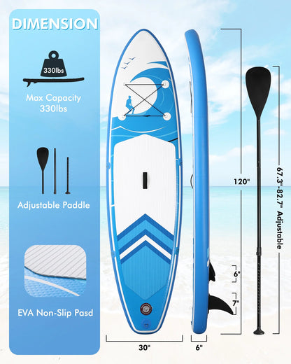 Premium Inflatable Stand-Up Paddle Board - 6-Inch Thickness with Accessories, Carry Bag, and Quick Pump for Adults and Youth