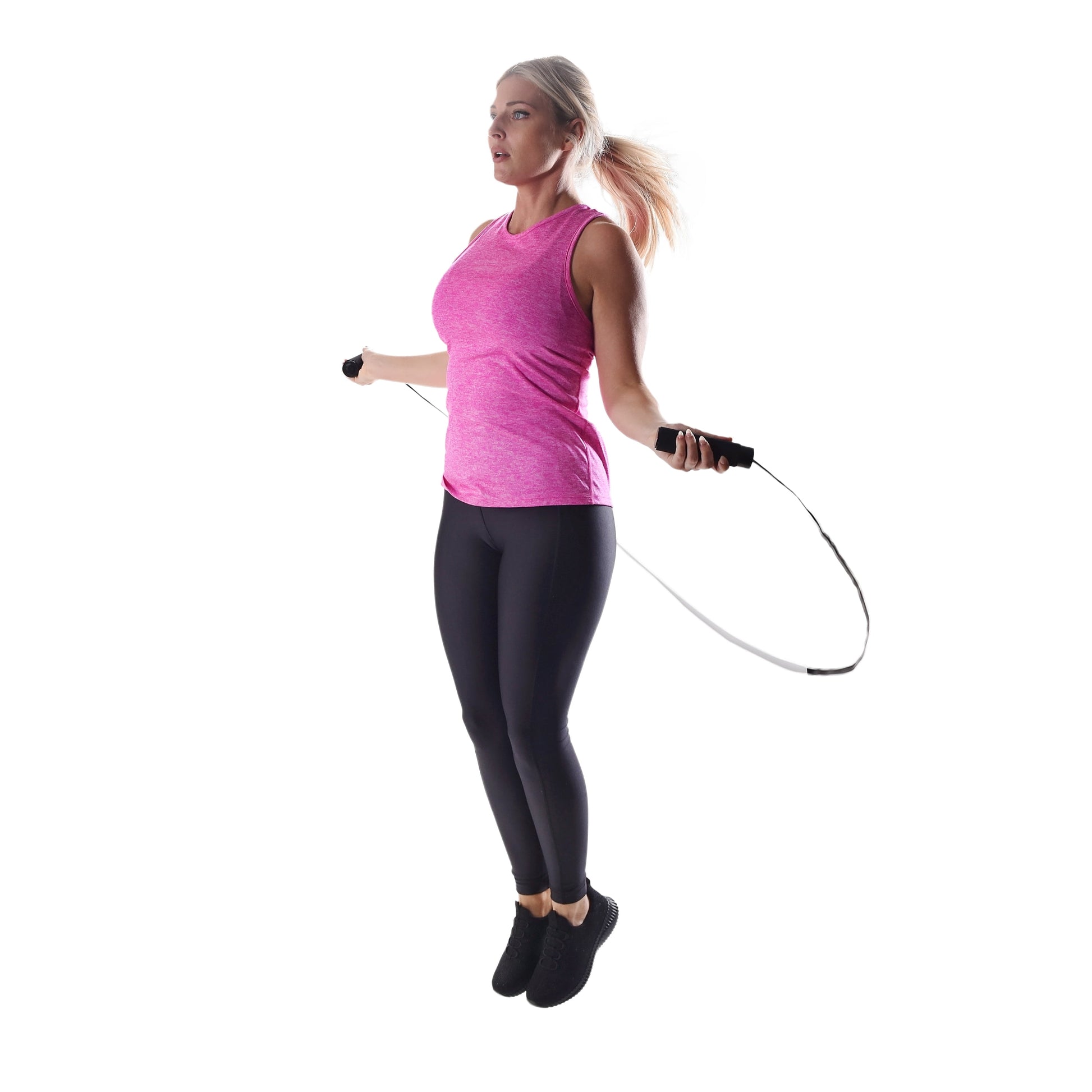 Adjustable Weighted Jump Rope with 9' Length Customization, Black