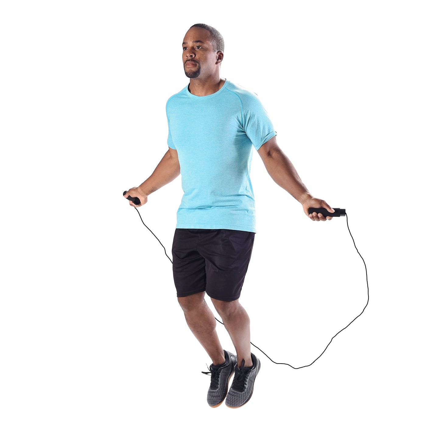 Adjustable Weighted Jump Rope with 9' Length Customization, Black